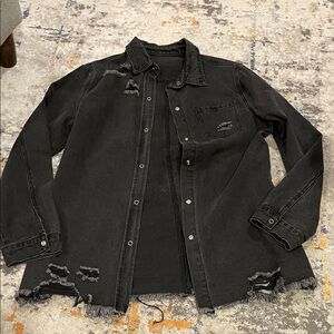Women’s  Distressed Black Denim Jacket